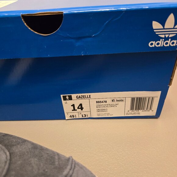 Adidas Gazelle Navy and White Men's size 14 - Picture 2 of 7